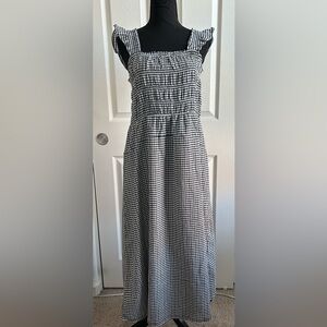 Old Navy Black & White Gingham Midi Dress
